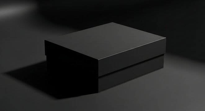 Container with a removable lid rests on a dark surface to function as a clean and professional packaging mockup for high-end jewelry or small electronic device retail presentations.
