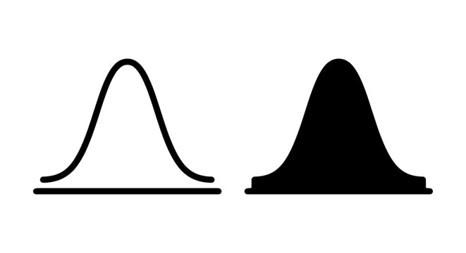 Gaussian Curve Icons, Normal Distribution Symbols, Bell Curve Vector Graphics