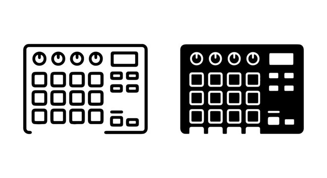 Music Production Pad Controller Icons, Electronic Beat Maker Equipment, DJ Studio Gear