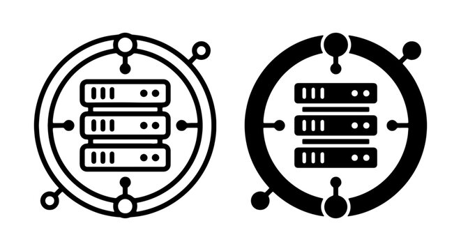 Server Rack Icons, Data Center Technology, Network Storage, Cloud Computing Vector