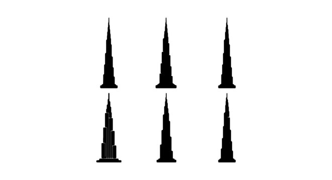 Six Black Spikes, Sharp Points, Geometric Elements, Vector Icons