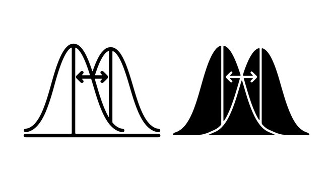 Statistical Distribution Curves, Probability Graphs, Data Analysis Icons