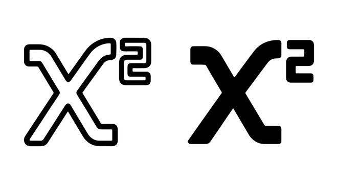 X Squared Math Symbol, X2 Equation Icon, Science and Education Vector