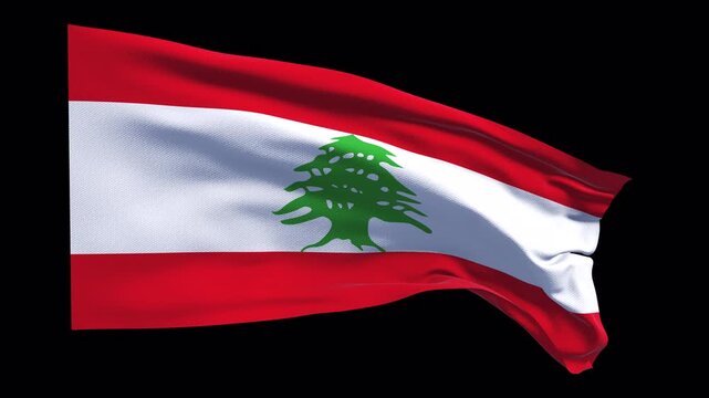 Realistic animation of the Lebanon flag waving in the wind, ideal for national identity projects, news visuals, travel content, cultural videos, presentations, national holidays and web banner use.