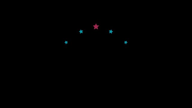 Neon Hand Cursor Rating Animation with Colorful Stars on Dark Background