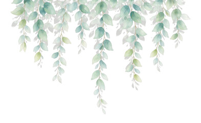 Fototapeta premium PNG Elegant watercolor hanging leaves illustration