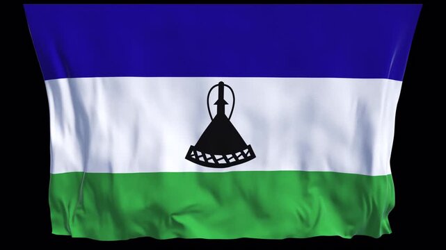 Realistic animation of the Lesotho flag waving in the wind, ideal for national identity projects, news visuals, travel content, cultural videos, presentations, national holidays and web banner use.