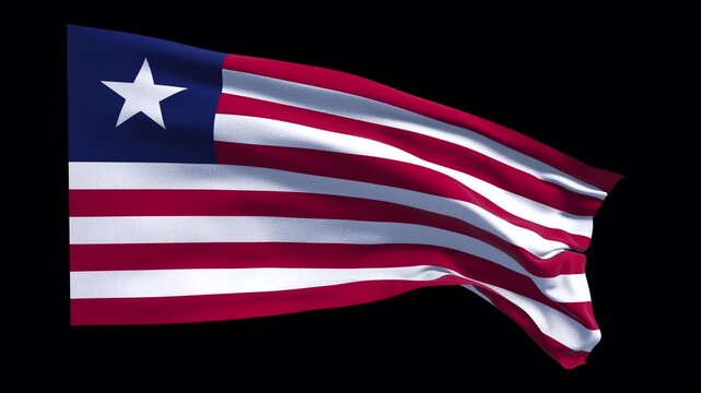 Realistic animation of the Liberia flag waving in the wind, ideal for national identity projects, news visuals, travel content, cultural videos, presentations, national holidays and web banner use.