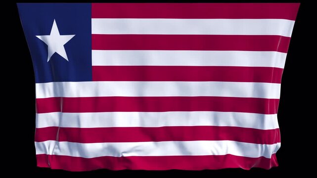 Realistic animation of the Liberia flag waving in the wind, ideal for national identity projects, news visuals, travel content, cultural videos, presentations, national holidays and web banner use.