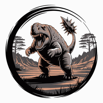 Tyrannosaurus Rex Dinosaur Roaring Fiercely.