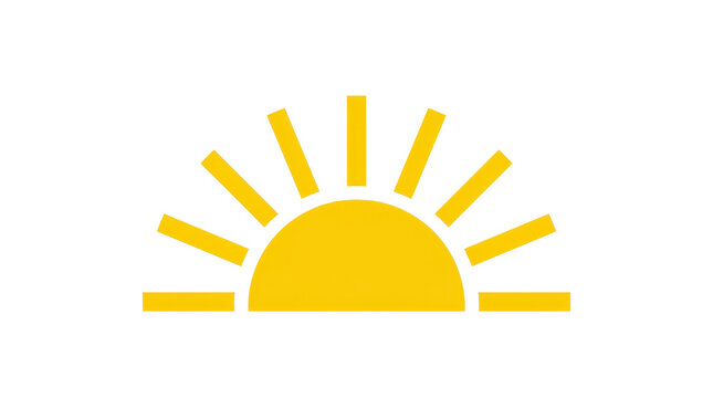 Yellow Sun Icon - Simple Daytime Weather Symbol Vector Graphic Illustration