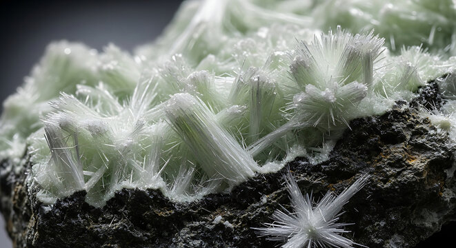 Extreme Macro Closeup of Natural Raw Asbestos Fibers on Mineral Stone Representing Hazardous Material Exposure Mesothelioma Risks and Professional Remediation