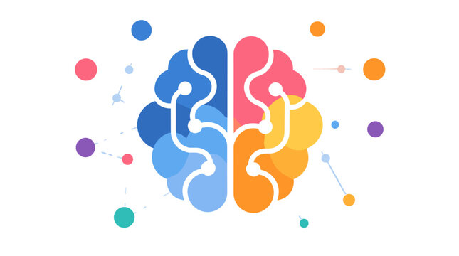 Colorful Brain Illustration Emphasizing Creativity and Neuroscience.