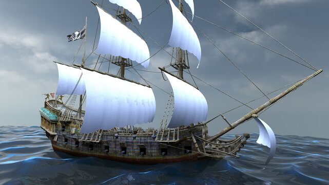 帆船　3DCGレンダリング