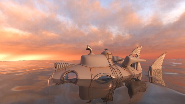 潜水艇　3DCGレンダリング