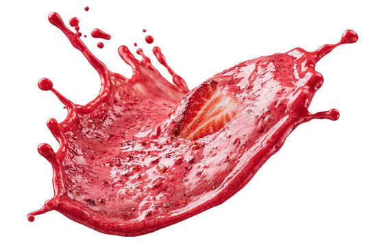 red berry fruit smoothie splash isolated on white transparent background - design element cut-out object
