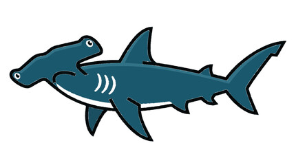 Fototapeta premium Hammerhead Shark flat vector illustration cute cartoon icon design