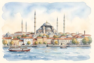 Obraz premium Istanbul watercolor art