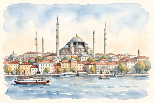Istanbul watercolor art