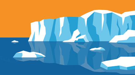 Melting Arctic Glacier Reflecting in Ocean Water © Bima