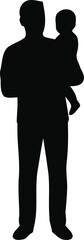 Fototapeta premium Minimalist Father Holding Baby on His Hip Silhouette