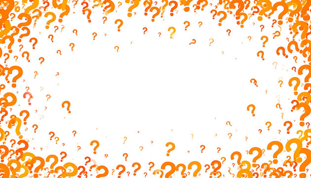 Scattered pixelated question marks forming a border on a white background, symbolizing confusion and uncertainty