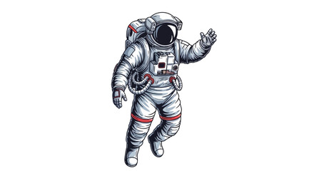 Astronaut Waving Hand in Space Suit, Outer Space Exploration © Untung