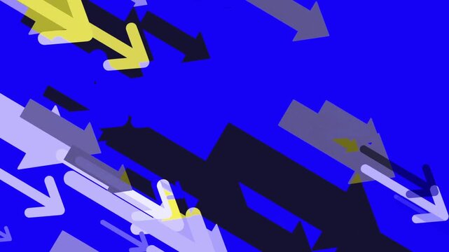 Abstract downward moving arrows on blue background loop