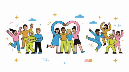 Fototapeta premium Flat Vector Illustration Diverse People Celebrating Teamwork Modern Graphic Design Commercial Use