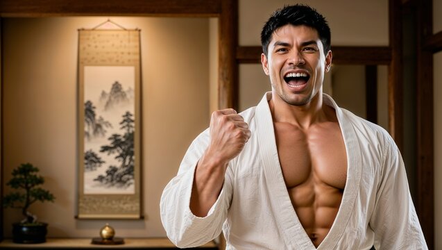 Powerful Japanese Martial Artist Celebration