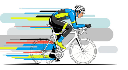 Fototapeta premium Professional Cyclist Riding Bicycle Fast.