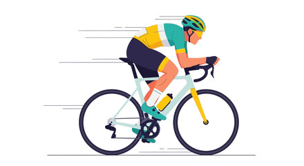 Naklejka premium Cyclist Riding Bicycle Fast Motion.