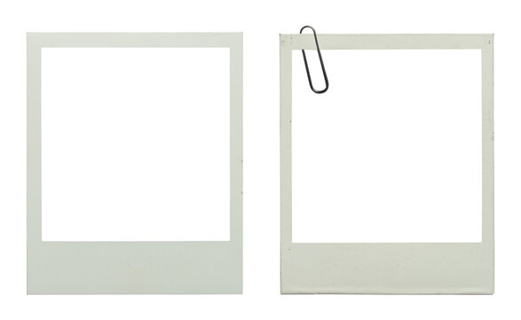 blank square photo frame with paperclip. png isolated on transparent background
