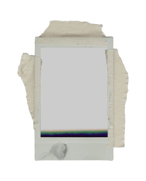 blank photo frame with tape, png isolated on transparent background