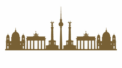 Minimalist Berlin Skyline Vector Illustration Bronze Silhouette for Commercial Use © Alfa