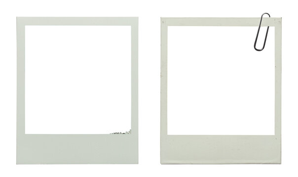 blank square photo frame with paperclip. png isolated on transparent background