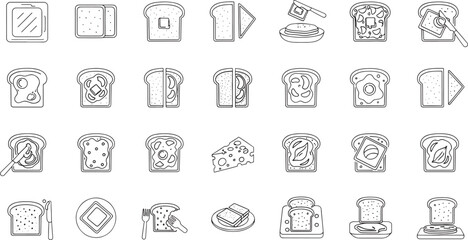 Fototapeta premium Various sandwiches and bread with different fillings and preparation methods cheese lettuce