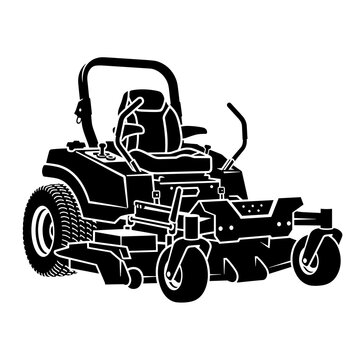 Front view silhouette of a zero turn riding lawn mower