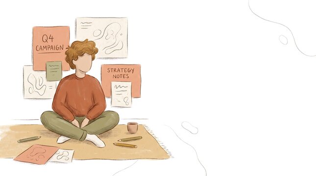 Faceless Creative Planning Q4 Campaign Calendar Illustration