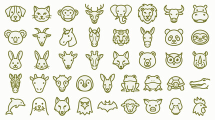 Obraz premium Minimalist Animal Head Icons Vector Flat Design Graphic Resources For Commercial Use