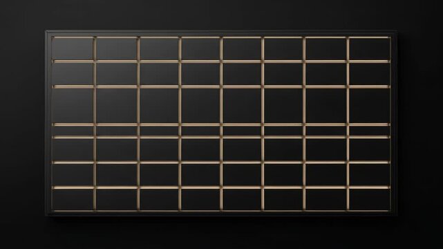 Empty Display Board with Gold Grid on Dark Background