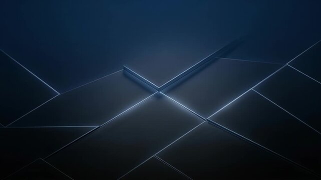 Abstract Geometric Dark Blue Background with Layered Glass Panels