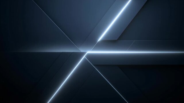 Dark Geometric Background with Diagonal Metallic Panels and Blue Light
