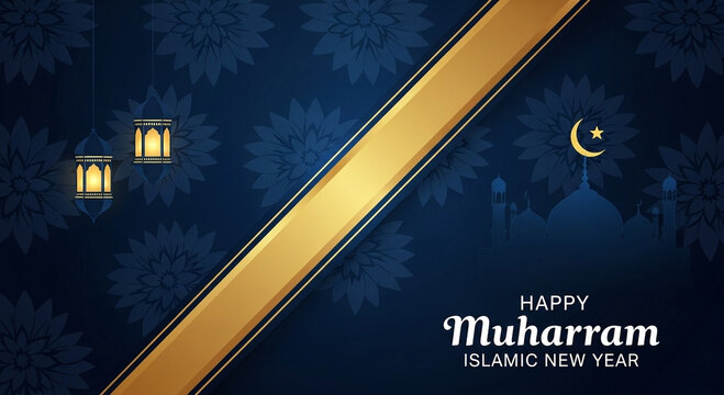 Happy Muharram Islamic New Year Greeting Card Design