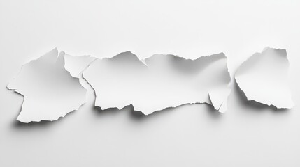 Obraz premium Torn jagged white paper strip with shadow effect on plain background minimal design