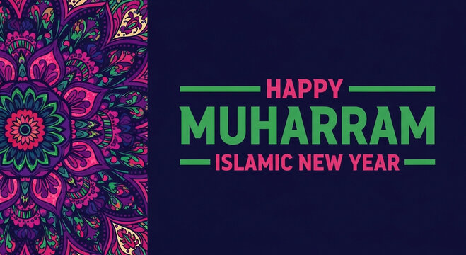 Happy Muharram Islamic New Year Greeting Card Design
