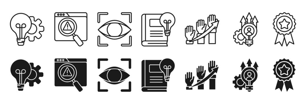 Curiosity icon set. Thinking and investigation symbol