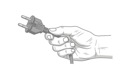 Naklejka premium Hand Holding Electric Plug.