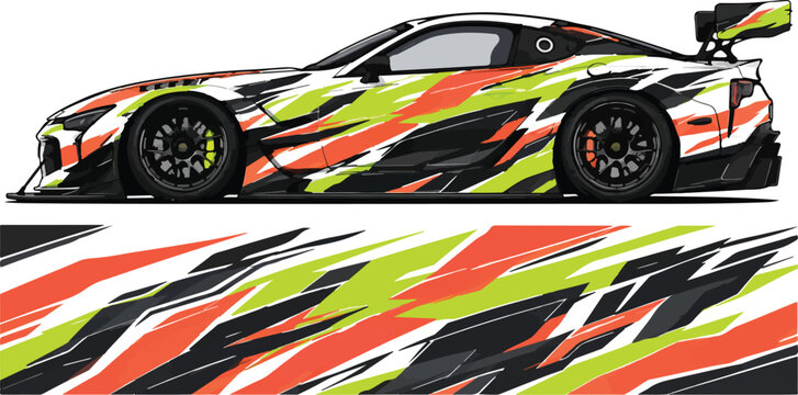 Colorful Racing Sports Car Side View 1.