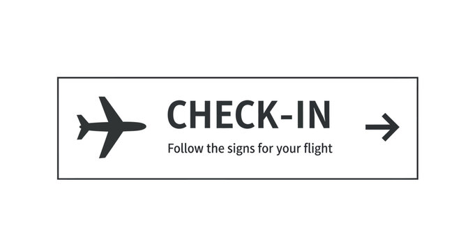 Airport Check-in Signage with Airplane Icon